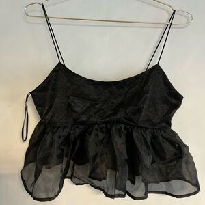 Forever 21 Black Sheer Layered Crop Top